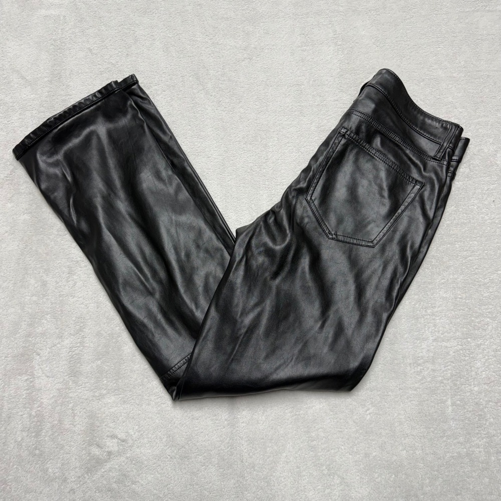 Gap‎ Black Faux Leather Baby Boot Mid Rise Pants Womens 28 6T Vegan Leather